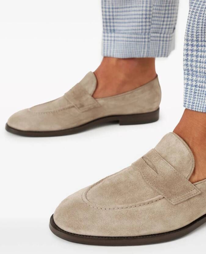 Brunello Cucinelli suede penny loafers Neutrals