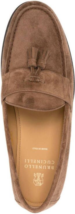 Brunello Cucinelli tassel-detail suede loafers Brown
