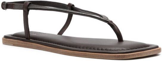 Brunello Cucinelli thong leather flat sandals Brown