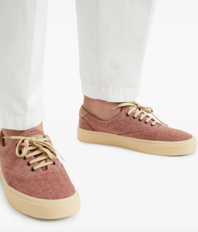 Brunello Cucinelli twill lace-up sneakers Red