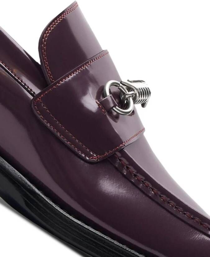 Burberry Barbed-detail leather loafers Red