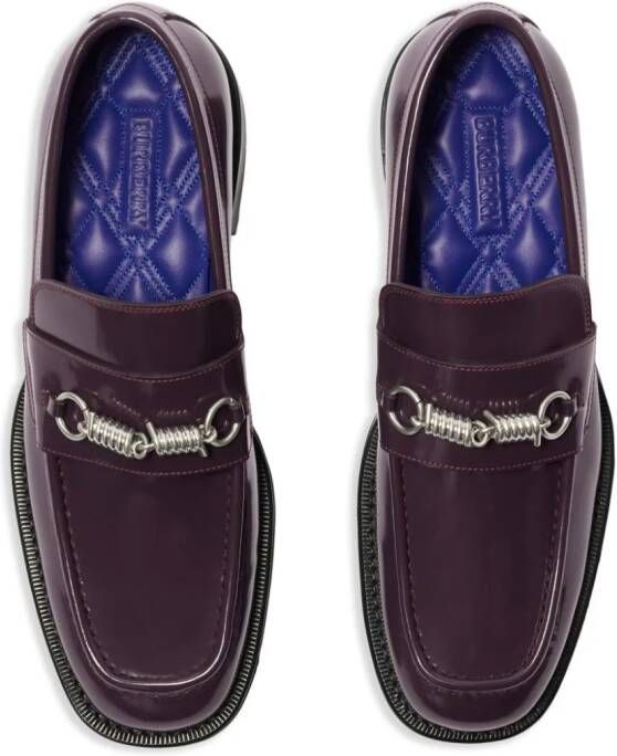 Burberry Barbed-detail leather loafers Red