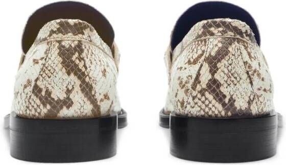 Burberry Barbed python-print loafers Neutrals