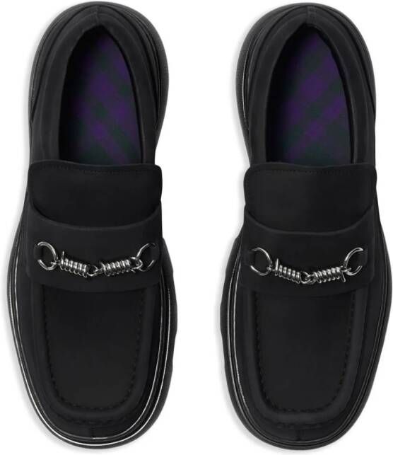 Burberry barbed-wire detail nubuck loafers Black