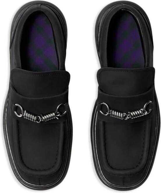 Burberry barbed-wire detail suede loafers Black