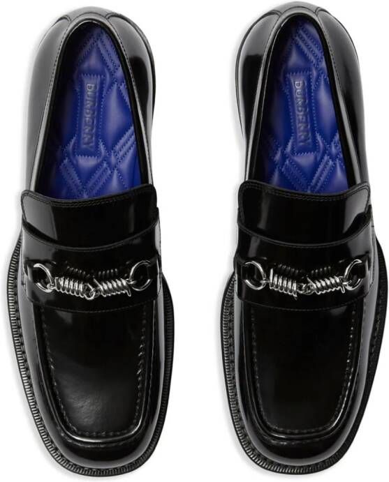 Burberry barbed-wire leather loafers Black