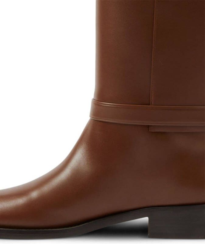 Burberry buckle-embellished leather boots Brown