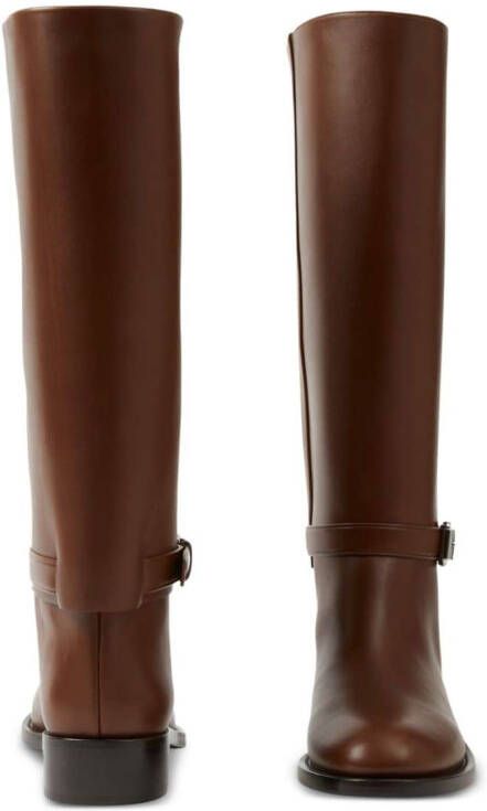 Burberry buckle-embellished leather boots Brown