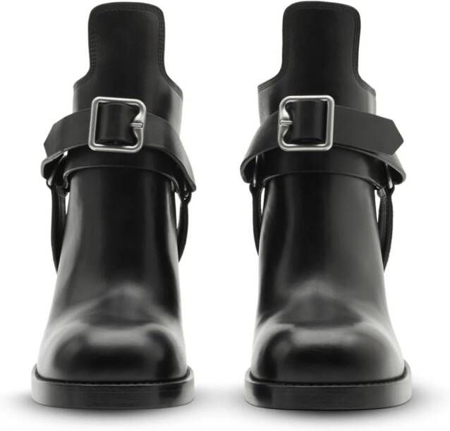 Burberry buckled 100mm leather ankle boots Black