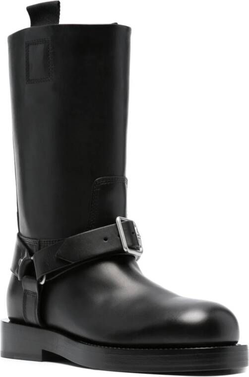 Burberry buckled-strap leather boots Black