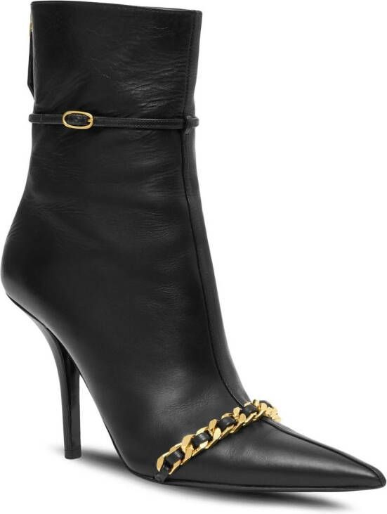 Burberry chain-detailed leather ankle boots Black
