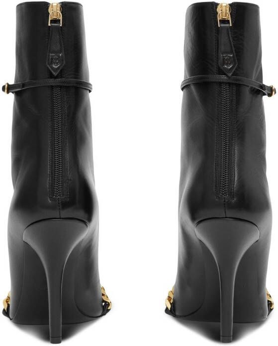 Burberry chain-detailed leather ankle boots Black