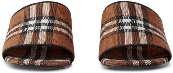 Burberry check block-heel mules Brown