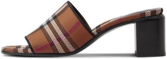 Burberry check block-heel mules Brown