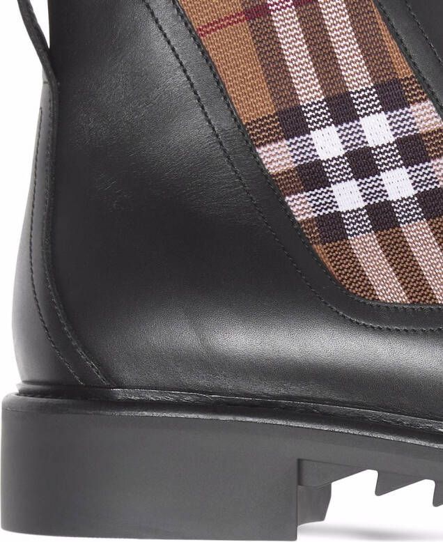 Burberry check-panel ankle boots Black