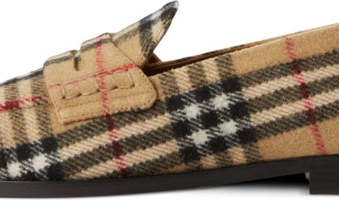 Burberry check-pattern round-toe loafers Neutrals