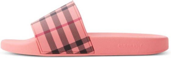 Burberry check-print flat slides Pink