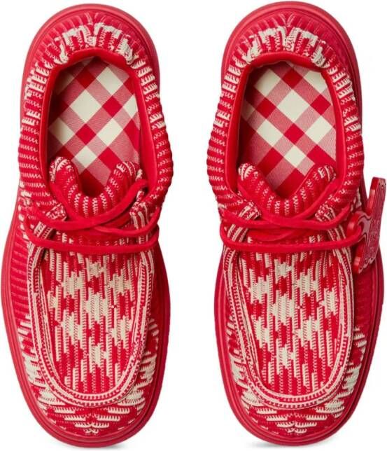 Burberry check woven loafers Red