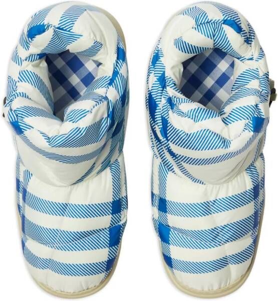 Burberry checked drawstring padded boots Blue