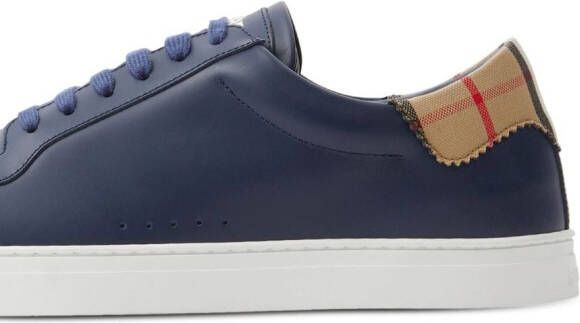 Burberry checked leather sneakers Blue