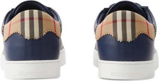 Burberry checked leather sneakers Blue