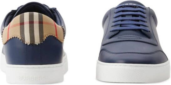 Burberry checked leather sneakers Blue