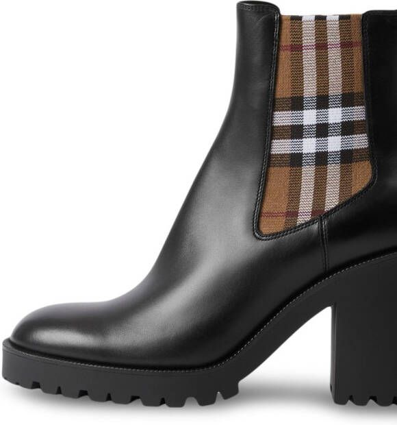 Burberry checkered panel ankle boots Black