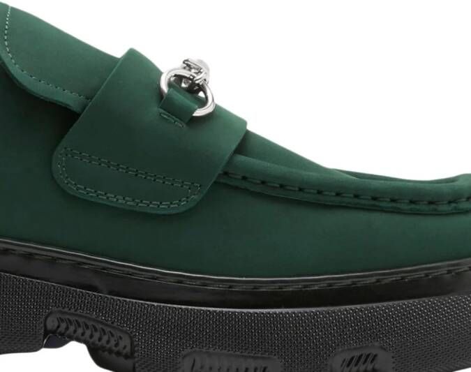 Burberry Creeper Clamp barbed-wire suede loafers Green
