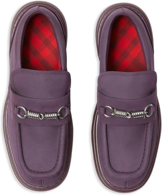 Burberry Creeper Clamp barbed-wire suede loafers Purple