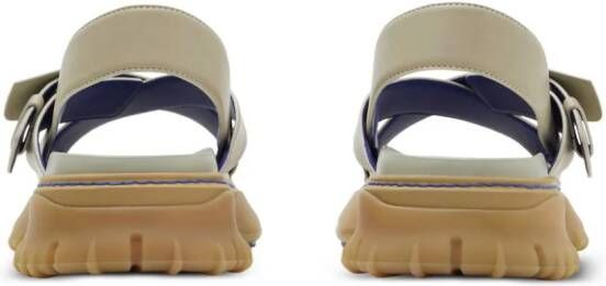Burberry crossover debossed-logo leather sandals Neutrals