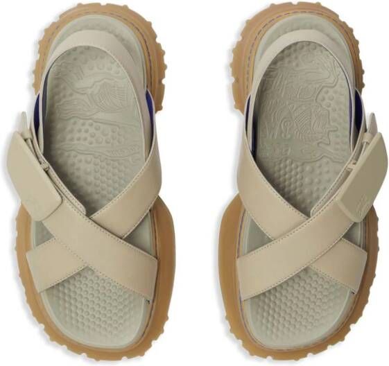 Burberry crossover debossed-logo leather sandals Neutrals