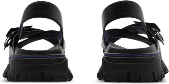 Burberry crossover-straps leather sandals Black