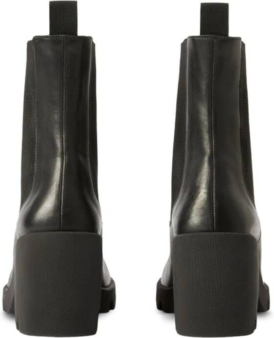 Burberry elasticated-panel leather boots Black
