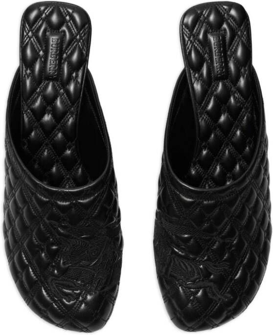Burberry embroidered quilted mules Black