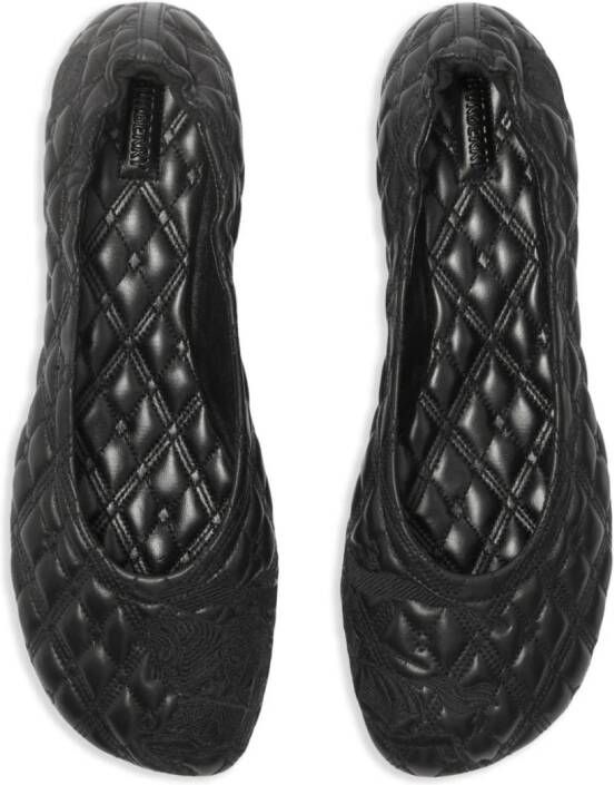 Burberry Equestrian Knight-embroidered leather ballerina shoes Black