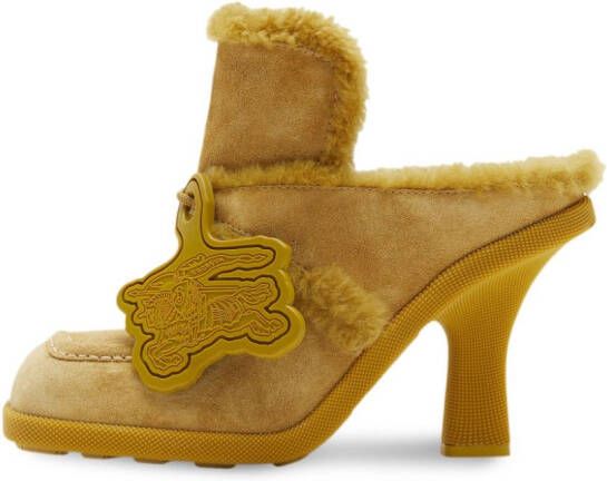 Burberry Highland shearling-trim suede mules Yellow