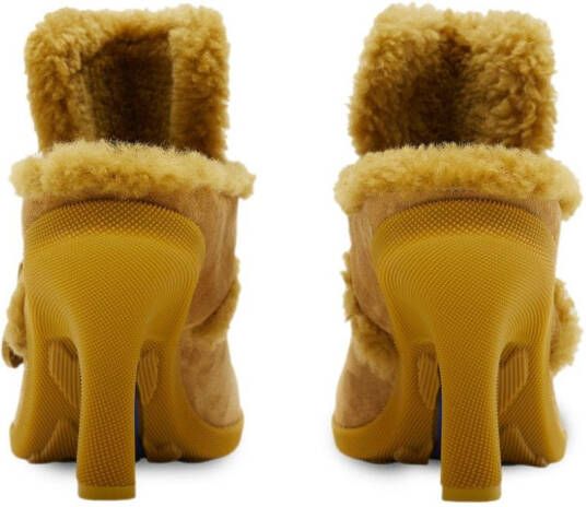 Burberry Highland shearling-trim suede mules Yellow