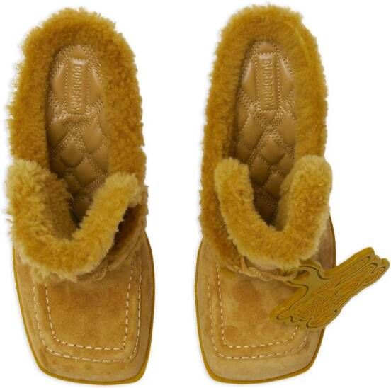 Burberry Highland shearling-trim suede mules Yellow