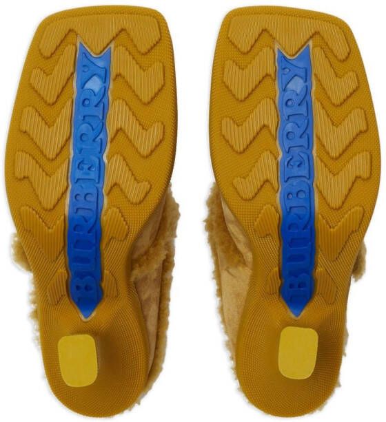 Burberry Highland shearling-trim suede mules Yellow