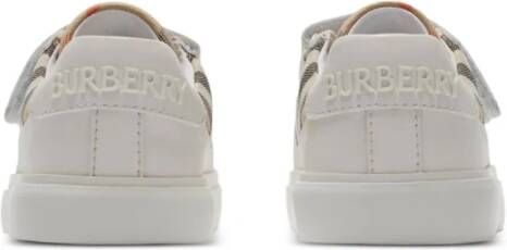 Burberry Kids Check cotton leather trainers White