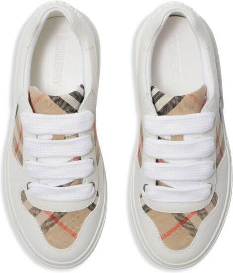 Burberry Kids Check cotton sneakers White