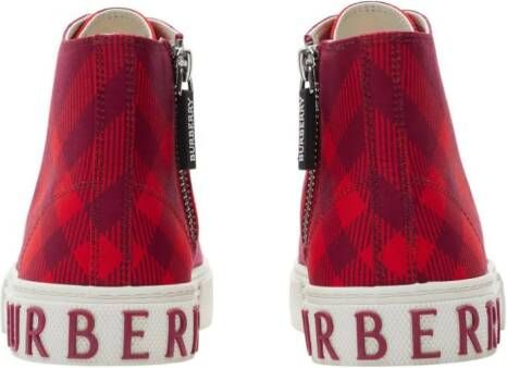 Burberry Kids check-pattern cotton sneakers Red