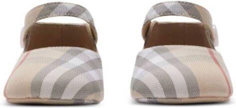 Burberry Kids check-print cotton mary jane shoes Neutrals