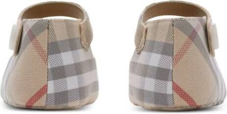 Burberry Kids check-print cotton mary jane shoes Neutrals