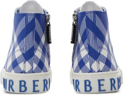 Burberry Kids check-print high-top sneakers Blue