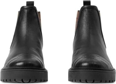 Burberry Kids check-print leather boots Black