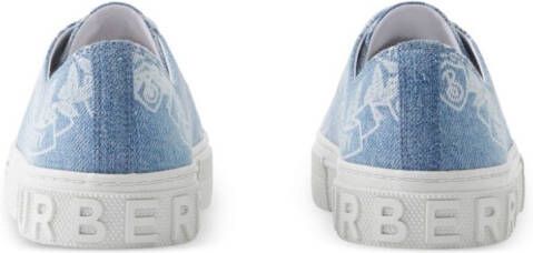 Burberry Kids crest-print denim sneakers Blue