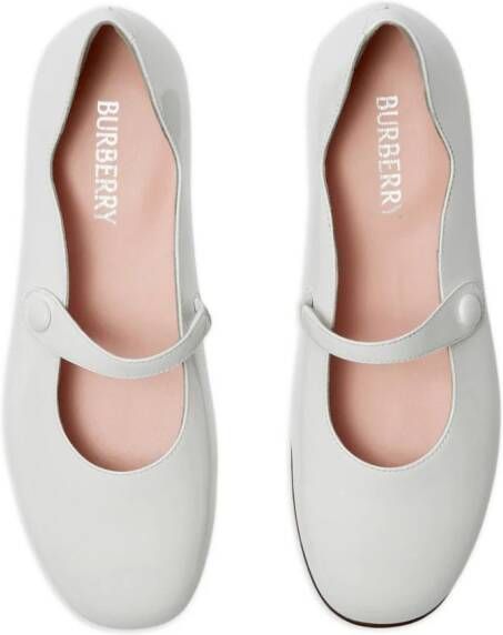 Burberry Kids press-stud leather ballerina shoes White