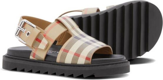 Burberry Kids Vintage Check leather buckled sandals Neutrals
