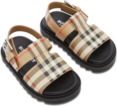 Burberry Kids Vintage Check leather buckled sandals Neutrals